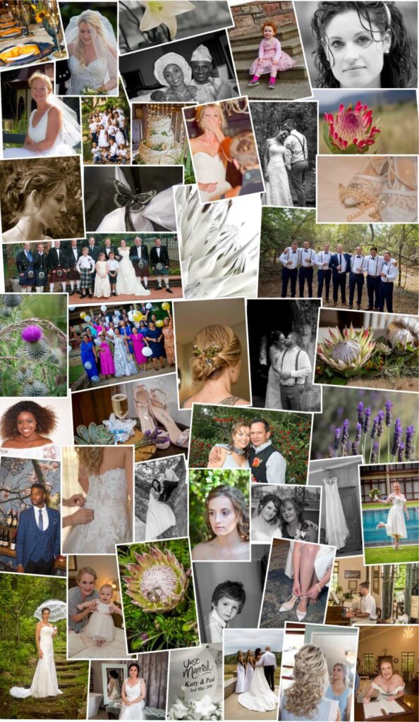Collage of wedding pictures for mobile view. Cape Town wedding photography by PureLens